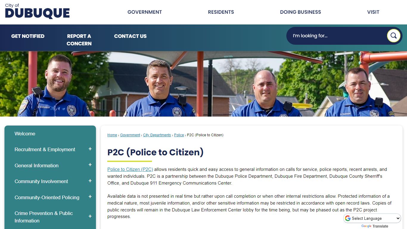 P2C (Police to Citizen) | Dubuque, IA - Official Website - City of Dubuque