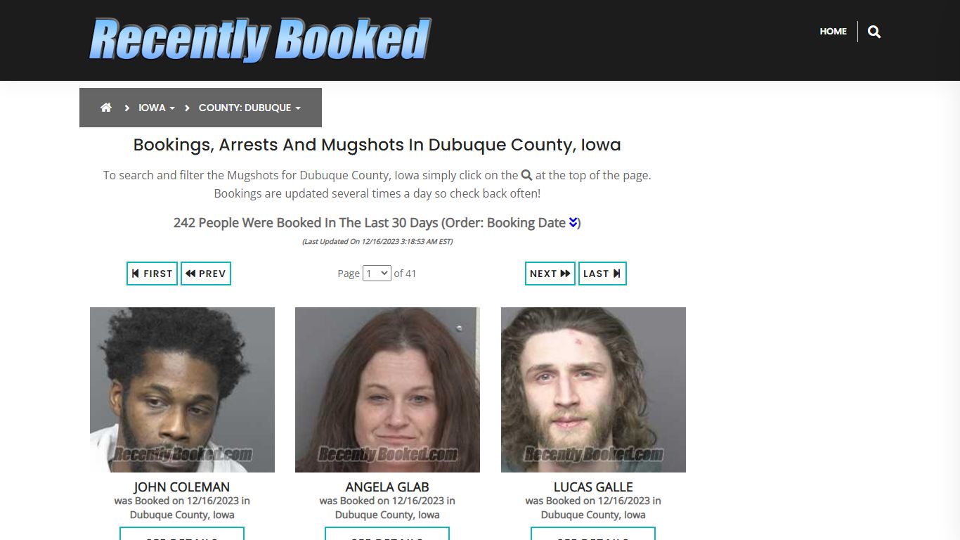 Recent bookings, Arrests, Mugshots in Dubuque County, Iowa