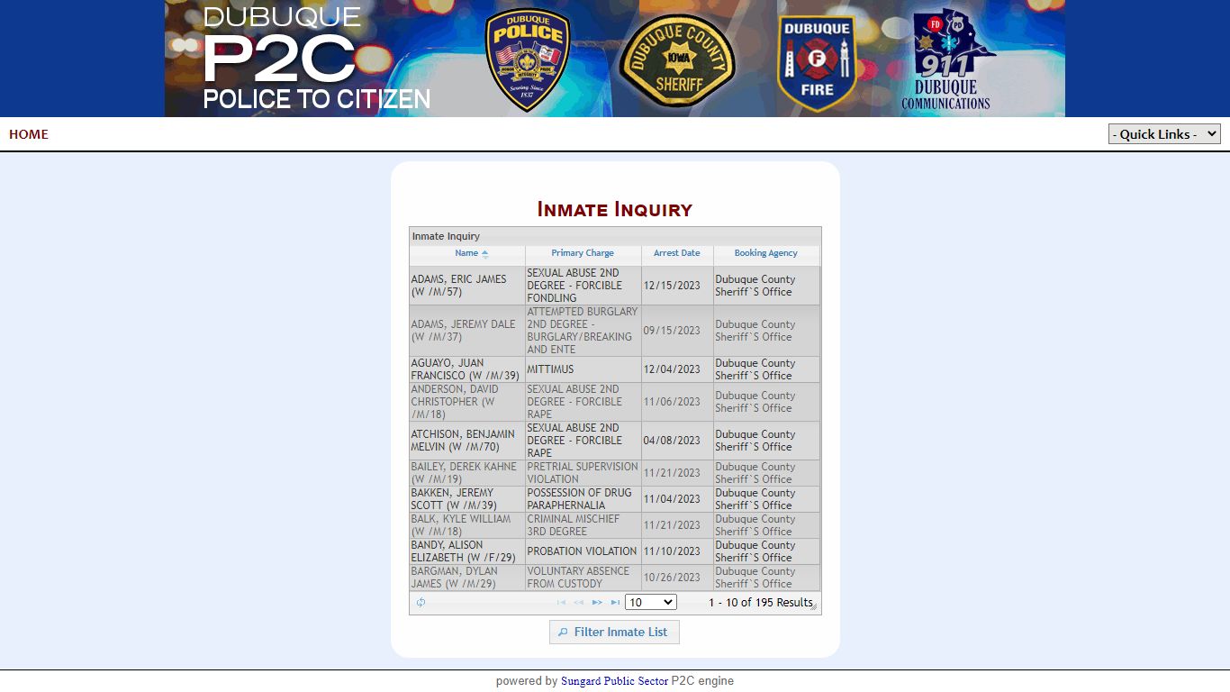 Dubuque Law Enforcement Center P2C - provided by OSSI