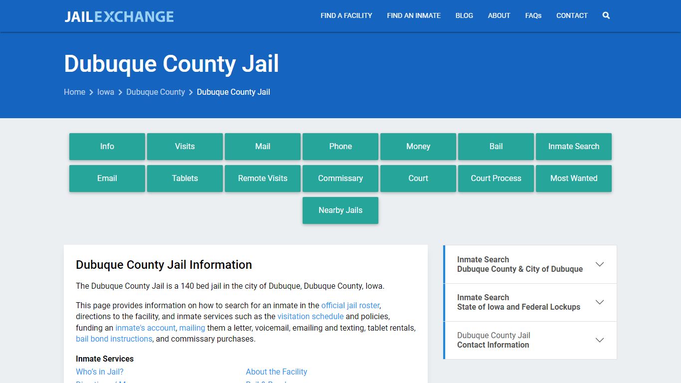 Dubuque County Jail, IA Inmate Search, Information